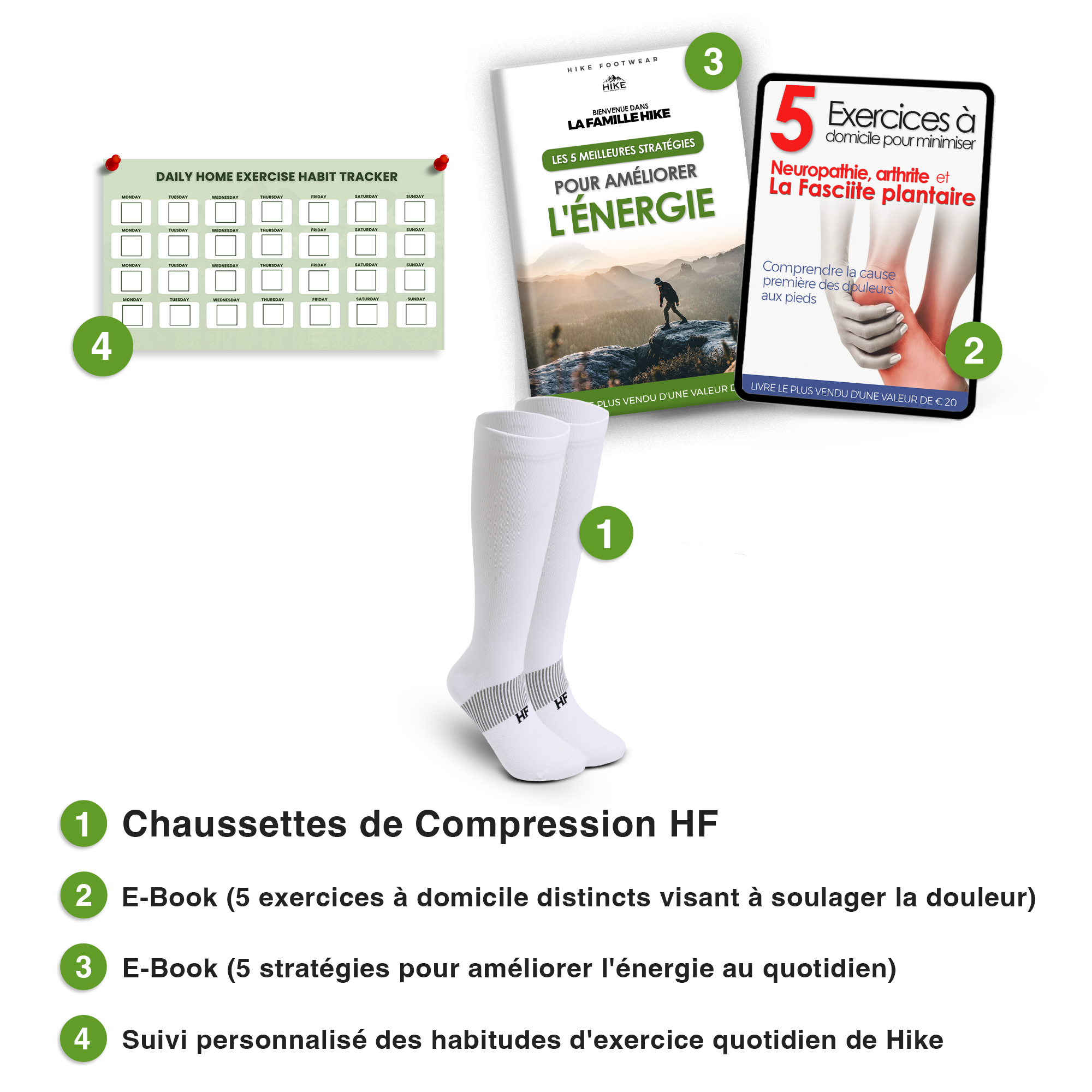 Chaussettes de Compression HF - Stimulation de la Circulation Sanguine