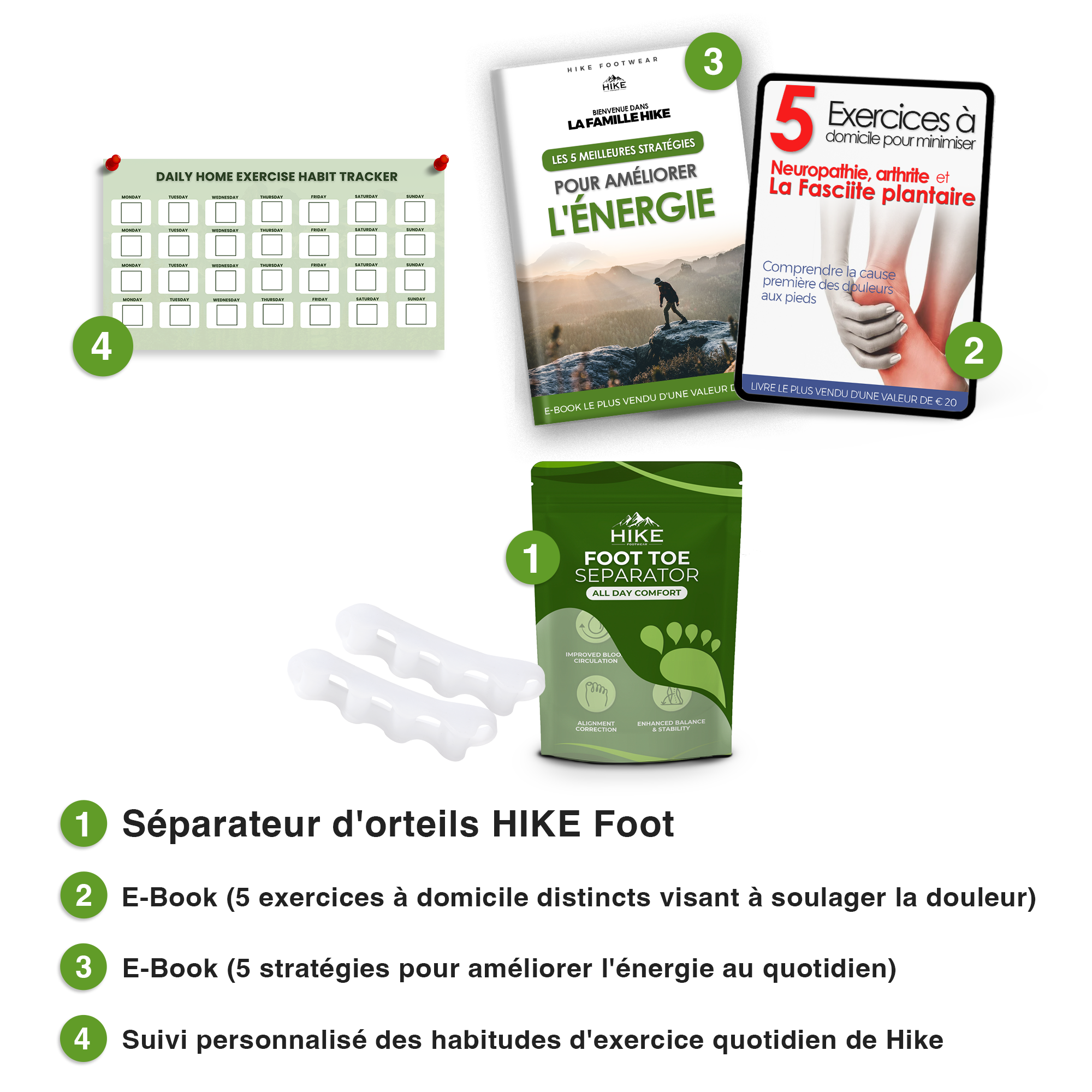 Séparateur d'orteils HIKE Foot - Obtenir des orteils sains et soulager l'inconfort des pieds